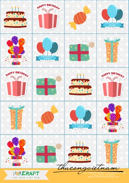 Sticker sinh nhật A4 mẫu 1